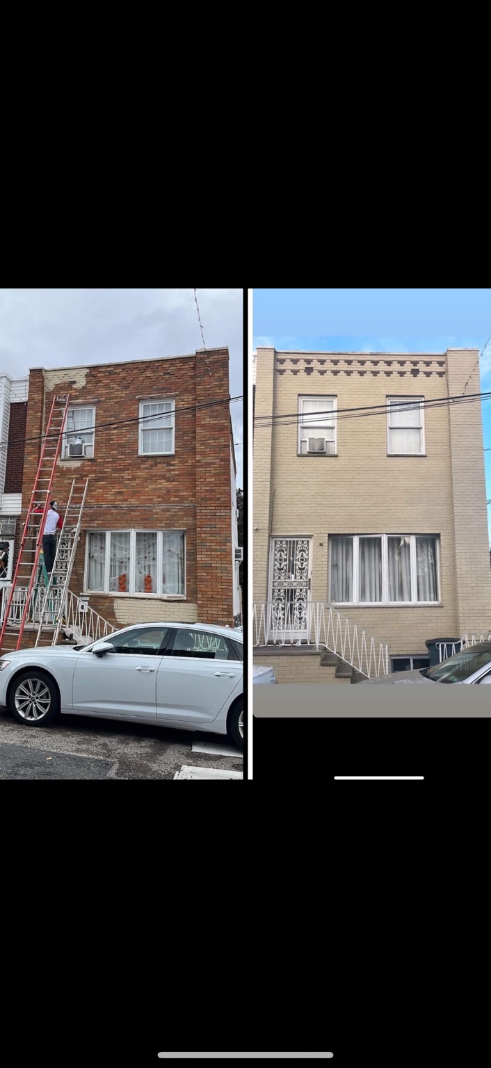 Before and after brick façade painting