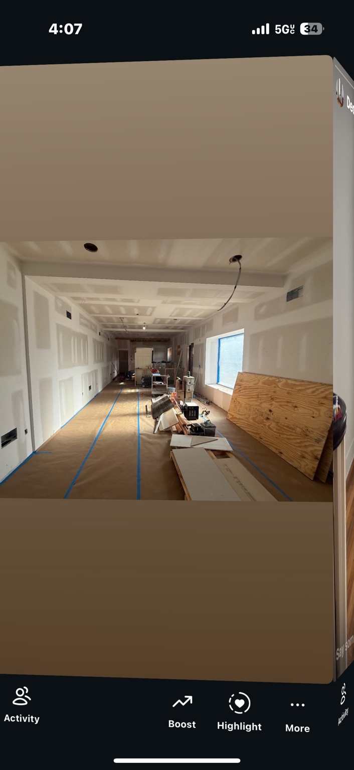 Interior room prepared for painting