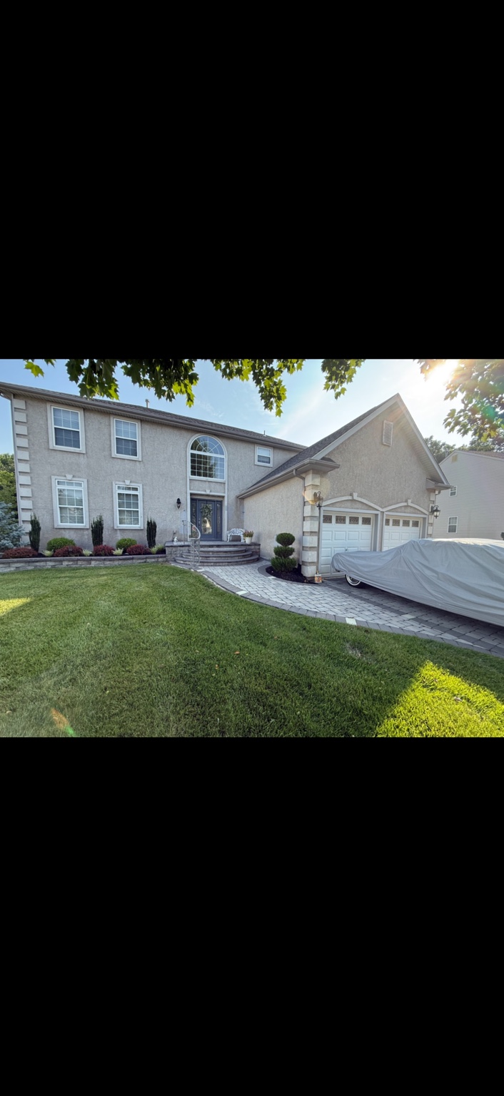 Finished stucco house exterior